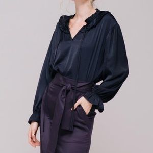 Pleione Royal High Neck Ruffle Sleeve Blouse